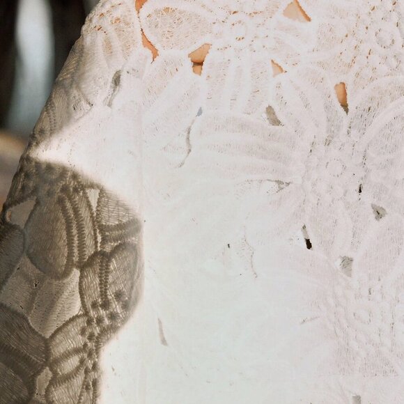 White Preppy Women's Woven Embroidered Short Sleeve Crop Top Pants Set - Picture 8 of 8